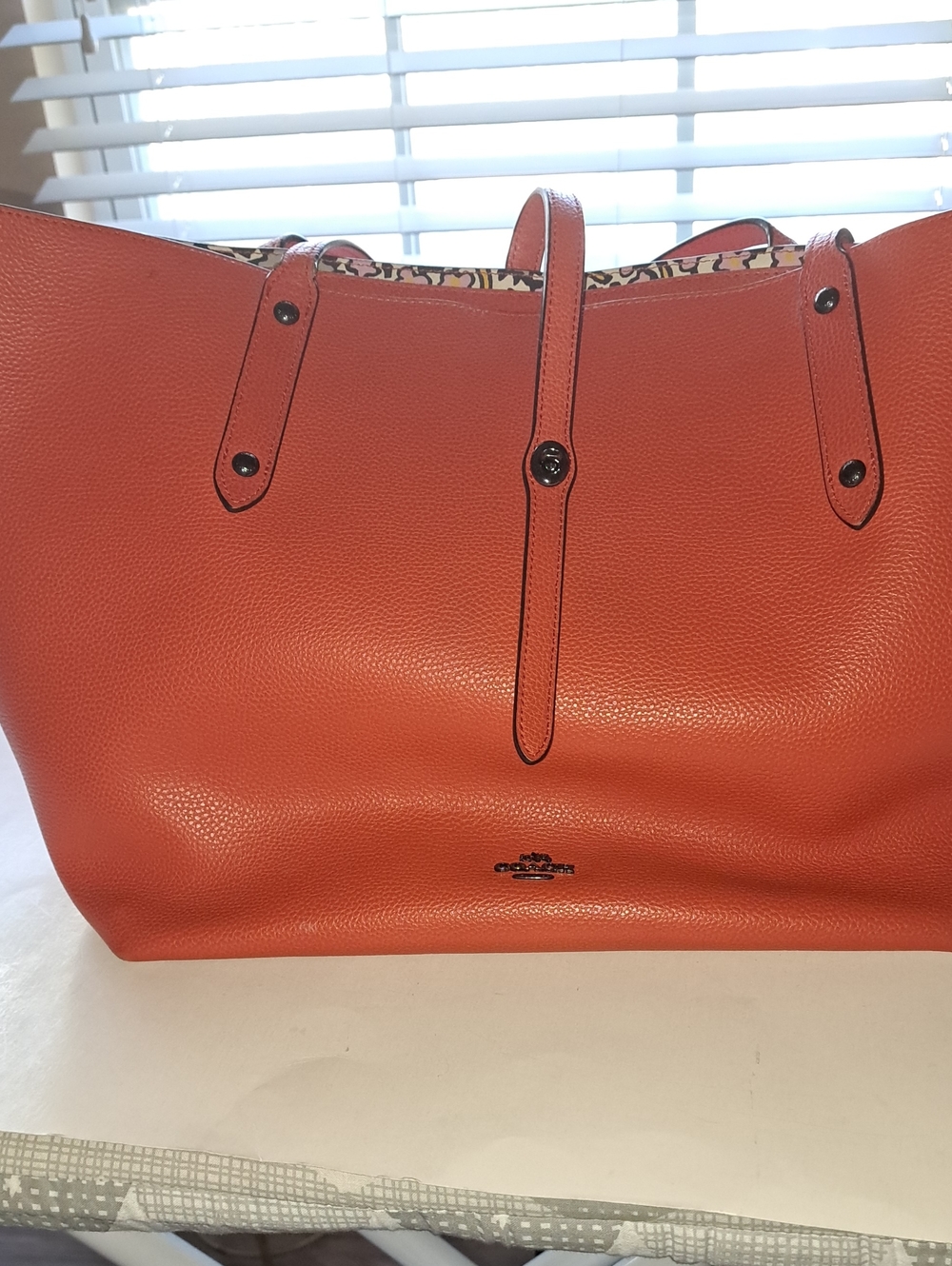 Coach PInk/Orange Pebbled Leather Tote